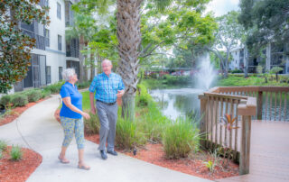 buena vida estates residents walking around campus