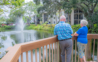 BVE residents enjoying view of pond fountain