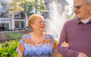 happy buena vida residents walking outside